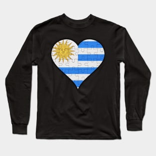Uraguyan Jigsaw Puzzle Heart Design - Gift for Uraguyan With Uruguay Roots Long Sleeve T-Shirt